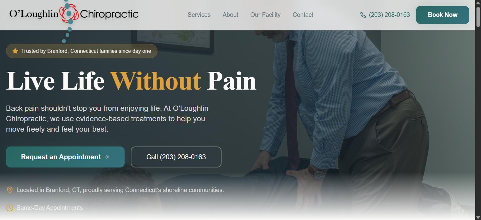 O'Loughlin Chiropractic website