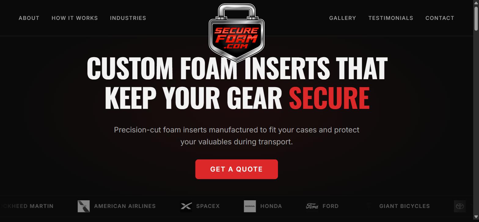 Secure Foam website